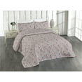 thumbnail image 1 of Ambesonne Floral Quilted Bedspread Set 3 Pcs, Roses for Valentine Love Art, King, Dimgray Blush, 1 of 4