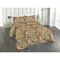 thumbnail image 1 of Ambesonne Floral Quilted Bedspread Set 3 Pcs, Rustic Summer Coneflowers, Twin, Coral Pale Orange and Green, 1 of 4