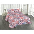 thumbnail image 1 of Ambesonne Floral Quilted Bedspread Set 3 Pcs, Simplistic Retro Roses Art, Twin, Dark Coral Lavender Blue, 1 of 4