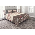 thumbnail image 1 of Ambesonne Floral Quilted Bedspread Set 3 Pcs, Spring Blossoms, King Size, Umber Beige Ruby, 1 of 5