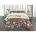 thumbnail image 1 of Ambesonne Floral Quilted Bedspread Set 3 Pcs, Spring Blossoms, Queen Size, Umber Beige Ruby, 1 of 5