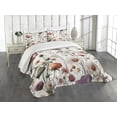 thumbnail image 1 of Ambesonne Floral Quilted Bedspread Set 3 Pcs, Tender Flowers Garden Scene, King Size, Mauve Sage Green Rose, 1 of 4