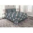 thumbnail image 1 of Ambesonne Floral Quilted Bedspread Set 3 Pcs, Victorian Antique Style, King Size, Black Aqua White, 1 of 3
