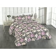 thumbnail image 1 of Ambesonne Floral Quilted Bedspread Set 3 Pcs, Vintage Lily Flowers Bloom, King, Grey Pink and Peach, 1 of 4