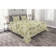 thumbnail image 1 of Ambesonne Floral Quilted Bedspread Set 3 Pcs, Vintage Retro Swirls, Queen Size, Pistachio Green White, 1 of 3