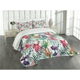 thumbnail image 1 of Ambesonne Floral Quilted Bedspread Set 3 Pcs, Watercolor Art Tropical, Queen Size, Multicolor, 1 of 5