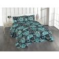 thumbnail image 1 of Ambesonne Floral Quilted Bedspread Set 3 Pcs, Watercolor Rose Leafy Modern, Twin, Seafoam Dark Teal Dimgray, 1 of 4