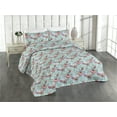 thumbnail image 1 of Ambesonne Floral Quilted Bedspread Set 3 Pcs, Wild Meadow Flowers Jungle, Queen, Soft Blue Green and Pink, 1 of 4