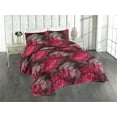 thumbnail image 1 of Ambesonne Floral Quilted Bedspread Set 3 Pcs, Wild Roses Gerbera Pattern, King, Dark Maroon Magenta and Grey, 1 of 4