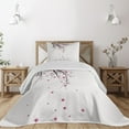 thumbnail image 1 of Ambesonne Floral Quilted Coverlet 2 Pcs, Cherry Blossom Flower, Twin Size, Pink Black, 1 of 5