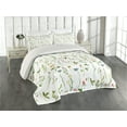 thumbnail image 1 of Ambesonne Floral Quilted Coverlet 2 Pcs, Herb Flowers Watercolors, Twin Size, Multicolor, 1 of 1