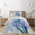 thumbnail image 1 of Ambesonne Floral Quilted Coverlet 2 Pcs, Iris Fresh Colors, Twin Size, Lilac Teal Ecru, 1 of 5
