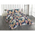 thumbnail image 1 of Ambesonne Floral Quilted Coverlet 2 Pcs, Watercolor Effect Flowers, Twin Size, Navy Blue and Laurel Green, 1 of 4