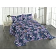 thumbnail image 1 of Ambesonne Floral Quilted Coverlet 3 Pcs, Astrology Universe Flowers, King Size, Indigo Lavender, 1 of 4