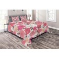 thumbnail image 1 of Ambesonne Floral Quilted Coverlet 3 Pcs, Bloom Bouquet Romance, Queen Size, Pink Grey, 1 of 2
