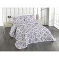 thumbnail image 1 of Ambesonne Floral Quilted Coverlet 3 Pcs, Bohemian Folk Flower Pattern, King Size, Purple Ceil Blue and Ivory, 1 of 4