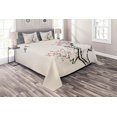 thumbnail image 1 of Ambesonne Floral Quilted Coverlet 3 Pcs, Classical, King Size, Grey White, 1 of 2