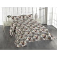 thumbnail image 1 of Ambesonne Floral Quilted Coverlet 3 Pcs, Flowers Garden Nature Print, King Size, Dark Mauve and Marigold, 1 of 4