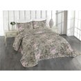 thumbnail image 1 of Ambesonne Floral Quilted Coverlet 3 Pcs, Leaves Wild Roses Chamomiles, Queen Size, Sage Green Taupe and Blush, 1 of 4