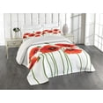 thumbnail image 1 of Ambesonne Floral Quilted Coverlet 3 Pcs, Pastoral Flowers Botany, King Size, Red and Green, 1 of 4