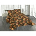thumbnail image 1 of Ambesonne Floral Quilted Coverlet 3 Pcs, Retro Effect Peony Pattern, Queen Size, Dark Olive Green and Orange, 1 of 4