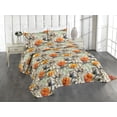 thumbnail image 1 of Ambesonne Floral Quilted Coverlet 3 Pcs, Retro Garden Flower Petals, Queen Size, Marigold Ivory and Eggshell, 1 of 4