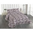 thumbnail image 1 of Ambesonne Floral Quilted Coverlet 3 Pcs, Retro Poppy Flowers Romantic, King Size, Mauve Taupe Charcoal Grey, 1 of 4