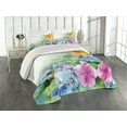 thumbnail image 1 of Ambesonne Floral Quilted Coverlet 3 Pcs, Spring Blossom, King Size, Multicolor, 1 of 4