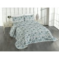 thumbnail image 1 of Ambesonne Floral Quilted Coverlet 3 Pcs, Vintage Wild Jungle Birds, King Size, Pale Blue and Multicolor, 1 of 4