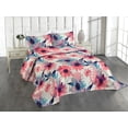 thumbnail image 1 of Ambesonne Floral Quilted Coverlet 3 Pcs, Waatercolor Spring Flowers, King Size, Violet Blue Dark Coral, 1 of 4