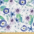 thumbnail image 1 of Ambesonne Floral Retro Fabric by the Yard Upholstery, Spring Flowers Garden, 10 Yards, Dark Violet Lilac Green, 1 of 1