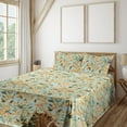 thumbnail image 1 of Ambesonne Floral Scene Fitted & Flat Sheet with Sham 3 Pcs Set, Botany Vibes Flowers, Twin, Almond Green Earth Yellow, 1 of 5