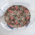 thumbnail image 1 of Ambesonne Floral Scene Fitted Round Tablecloth, Jumble Jungle Flowers, 40"- 44" Diameter, Peacock Green Dark Pink, 1 of 5