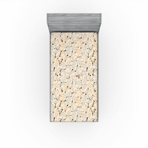 Ambesonne Floral Scene Fitted Sheet, Garden Feels Flowers, Twin XL Size, Salmon White Dark Cocoa