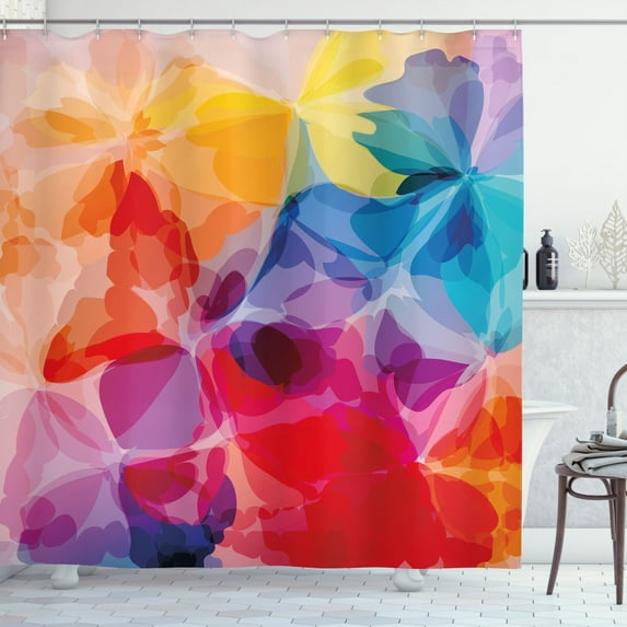 Ambesonne Art Shower Curtain, Big Flower Petals, 69"Wx75"L, Multicolor