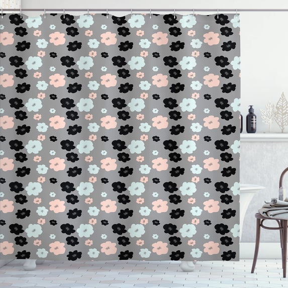 Ambesonne Floral Shower Curtain, Abstract Peony Blossoms Art, 69"Wx70"L, Peach Pale Blue