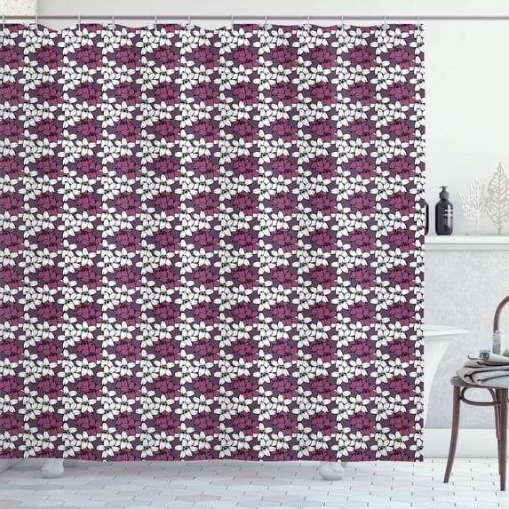Ambesonne Floral Shower Curtain, Botanical Garden Flora Scene, 69"Wx75"L, Fuchsia and White