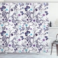 thumbnail image 1 of Ambesonne Floral Shower Curtain, Butterflies and Swirls, 69"Wx70"L, Dark Purple Pale Blue, 1 of 3