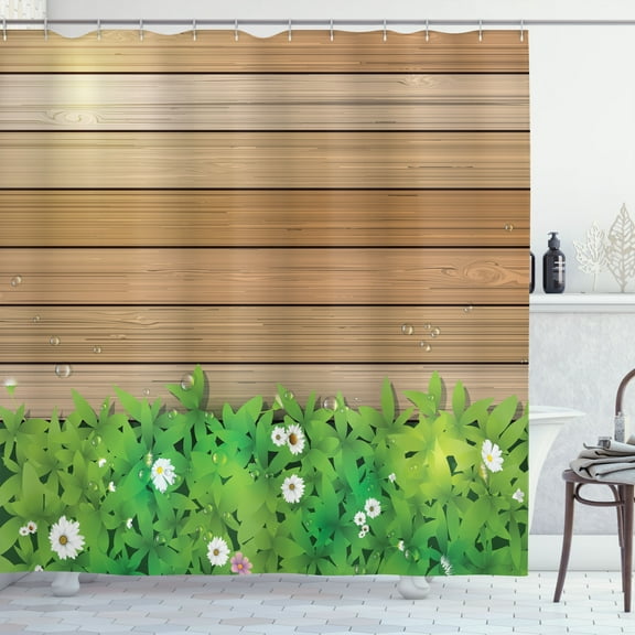 Ambesonne Floral Shower Curtain, Daisy Flower Garden, 69"Wx75"L, Green Brown