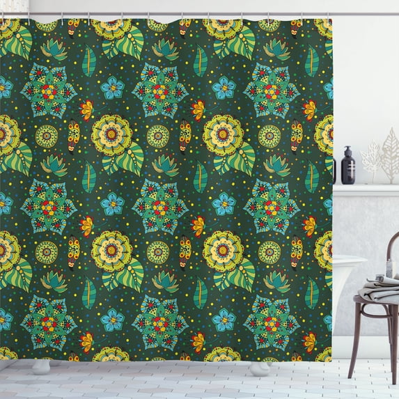 Ambesonne Floral Shower Curtain, Fantasy Colorful Flowers, 69"Wx84"L, Multicolor
