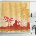 thumbnail image 1 of Ambesonne Floral Shower Curtain, Far Eastern Scenery View, 69"Wx70"L, Persian Orange and Pink, 1 of 5