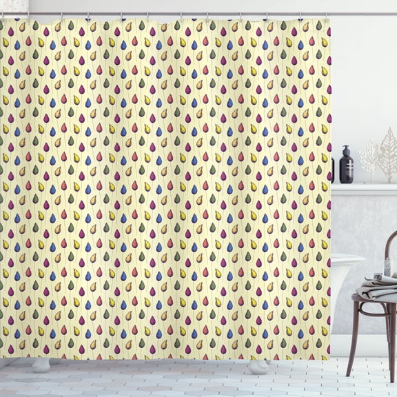Ambesonne Floral Shower Curtain, Flower Buds and Thin Stems, 69"Wx75"L, Pale Yellow Multicolor