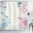 thumbnail image 1 of Ambesonne Floral Shower Curtain, Flower Field Spring Art, 69"Wx84"L, Teal Lilac Dried Rose, 1 of 3