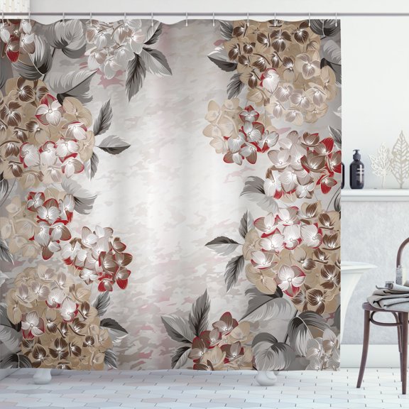 Ambesonne Floral Shower Curtain, Flowers Bouquet Vintage Art, 69"Wx70"L, Umber Eggshell
