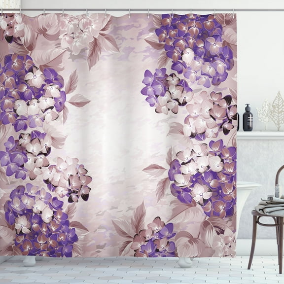 Ambesonne Floral Shower Curtain, Flowers Bouquet Vintage Art, 69"Wx84"L, Mauve Taupe