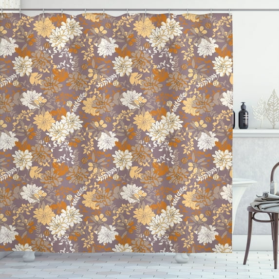 Ambesonne Floral Shower Curtain, Flowers and Olive Branches, 69"Wx70"L, Multicolor