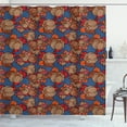thumbnail image 1 of Ambesonne Floral Shower Curtain, Funk Art Flower Pattern, 69"Wx84"L, Blue and Brown, 1 of 3