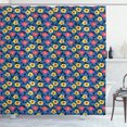 thumbnail image 1 of Ambesonne Floral Shower Curtain, Hand Drawn Simplistic Flower, 69"Wx84"L, Azure Blue Yellow Coral, 1 of 4