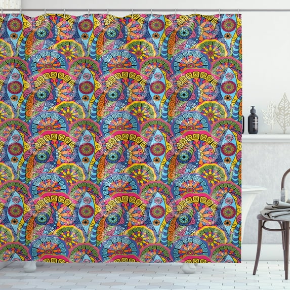 Ambesonne Floral Shower Curtain, Hippie Aztec Tribal Boho, 69"Wx84"L, Multicolor
