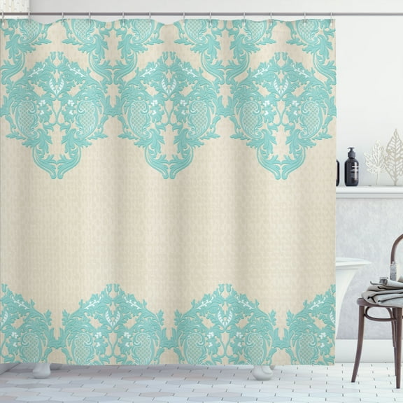 Ambesonne Floral Shower Curtain, Lace Delicate Retro Print, 69"Wx70"L, Mint Green